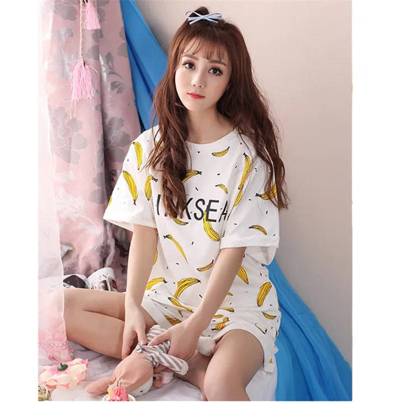 Женская пижама из двух частей 2020 летняя размера плюс хлопок|Комплекты пижам| |