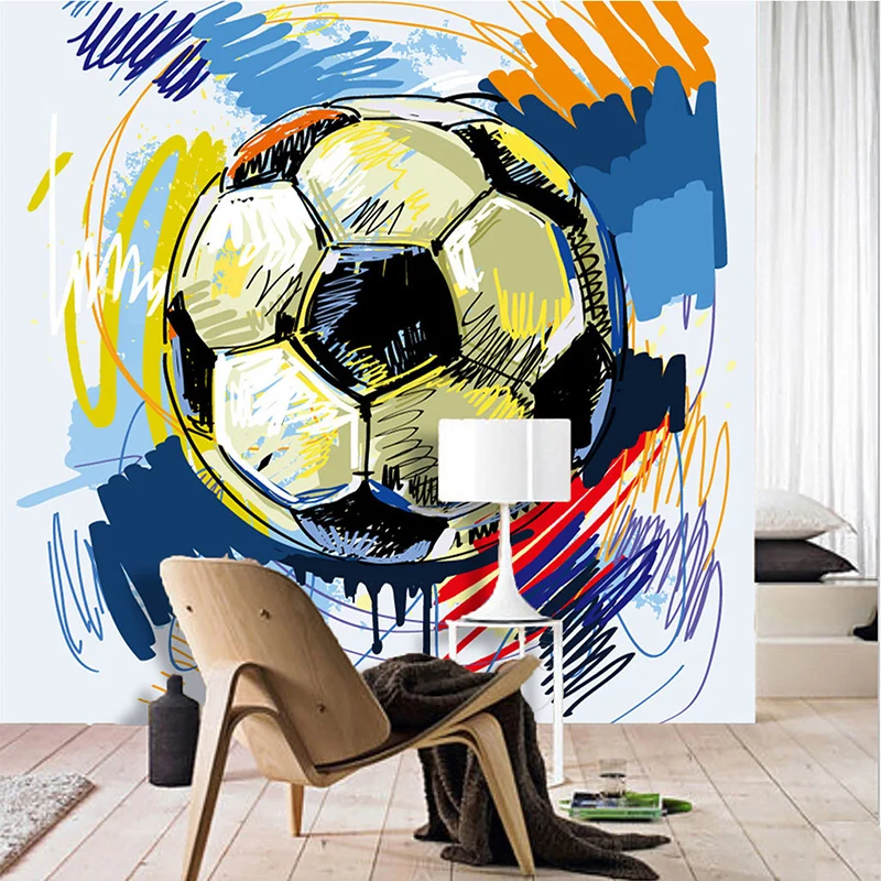 

Custom Mural Wallpaper Modern Football Graffiti Bar KTV Cafe Children's Bedroom Background Home Decor Wall Paper For Wall 3 D