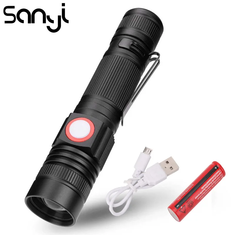 

SANYI Zoomable Flashlight Torch 3 Modes Power by 1 x 18650 battery Hunting Lighting 2000LM Portable Lantern Camping Hunting