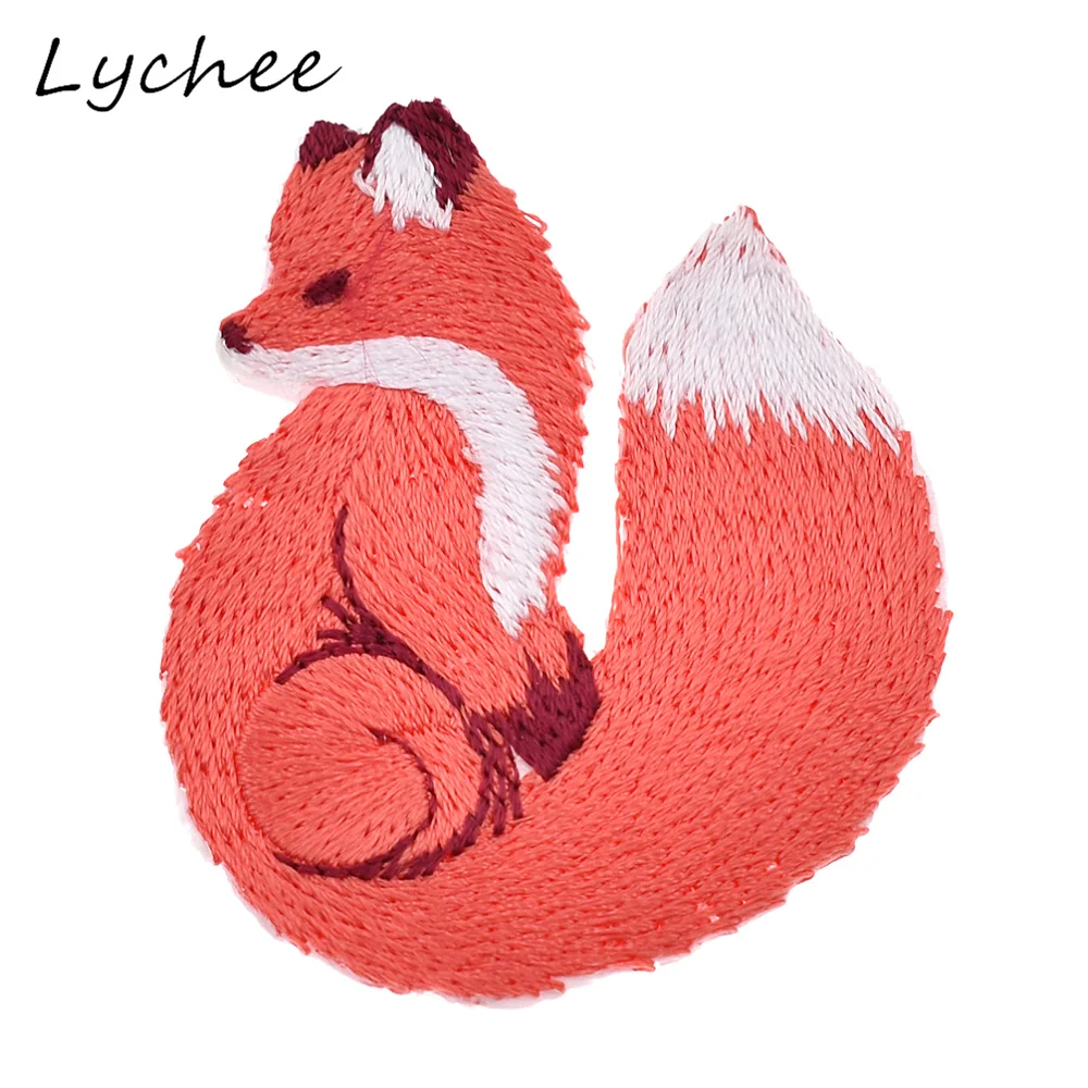 Lychee симметричная вышитая животная красная лиса термоклейкая нашивка для одежды