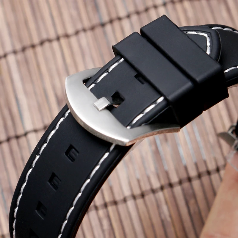 42 мм водонепроницаемый белый/красный сменный резиновый мягкий черный