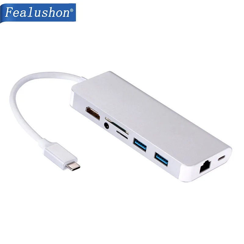 Док станция с разъемом типа C HDMI VGA USB3.0 аудио концентратор питания для ноутбука