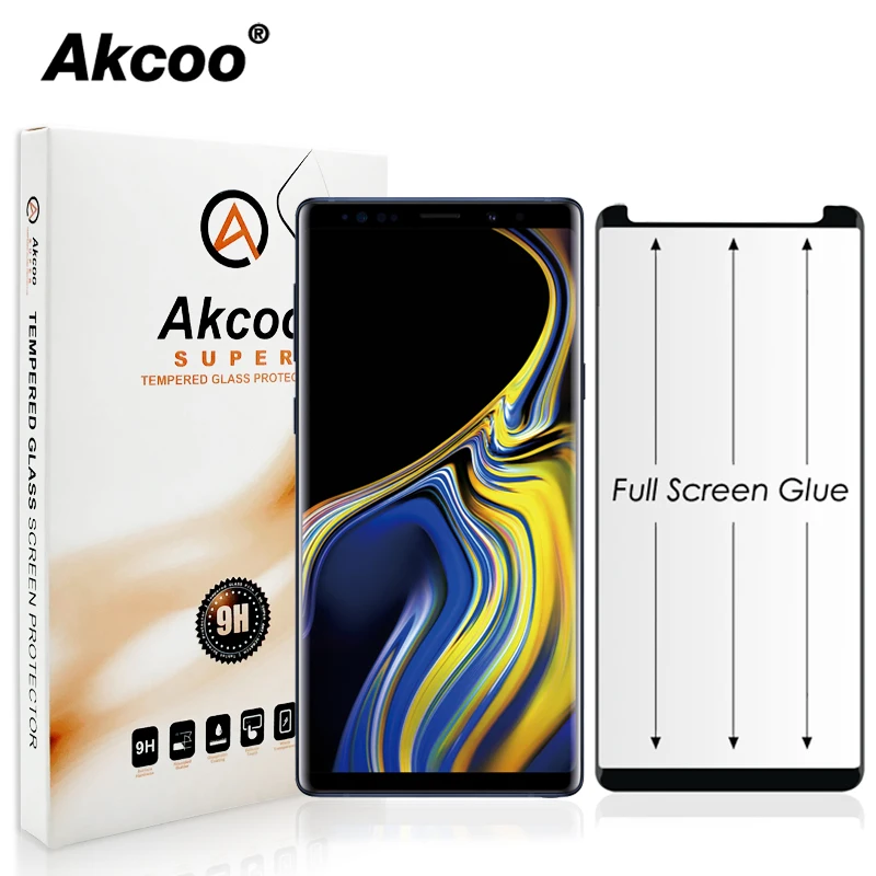 Akcoo Note 9 полное клеевое Защитное стекло для экрана черный чехол дружественная