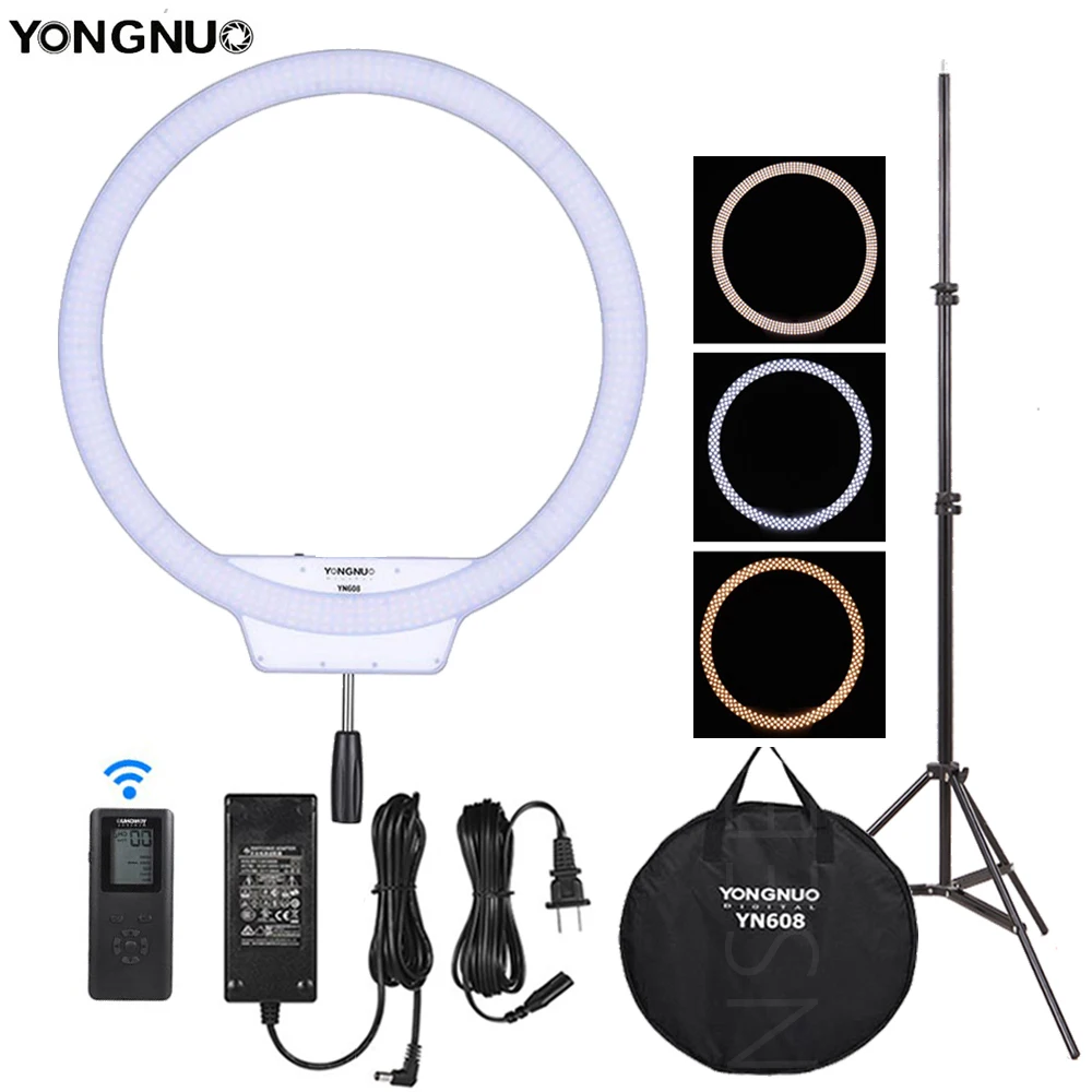 YongNuo YN608 светодиодная кольцевая лампа для селфи в студии с регулируемой яркостью