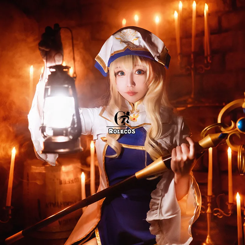 ROLECOS аниме Goblin Slayer Onna Shinkan Косплей Костюм жрицы Perucas женское платье для косплея