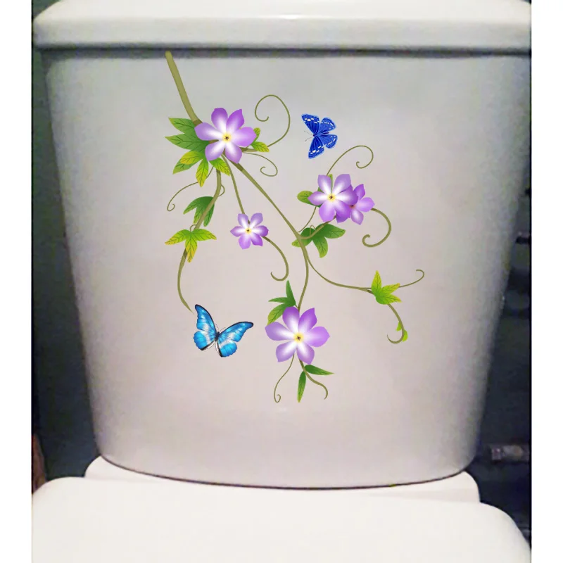 YOJA 18 3x23 9 см фиолетовый цветок Виноградная лоза модный WC наклейки для унитаза