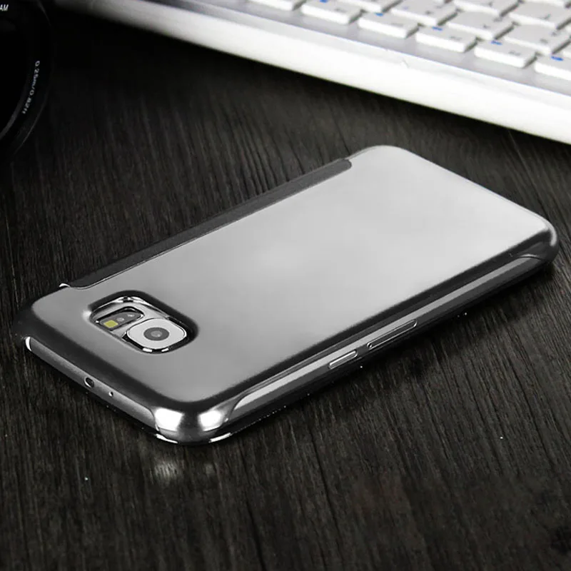 S6 edge Mirror Leather case For Samsung Galaxy plus Transparent Plastic Case Coque | Мобильные телефоны и аксессуары