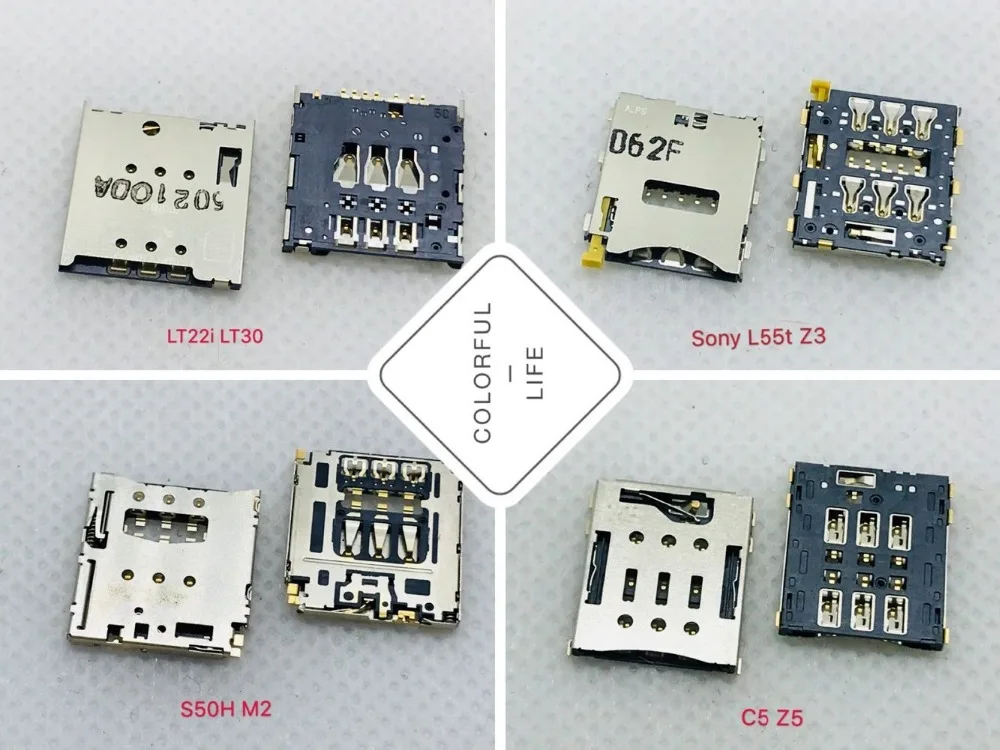 LT22I L55T S50H M2 C5 Z5 SIM карта гнездо адаптер держатель 7 контактов 6 слот лоток