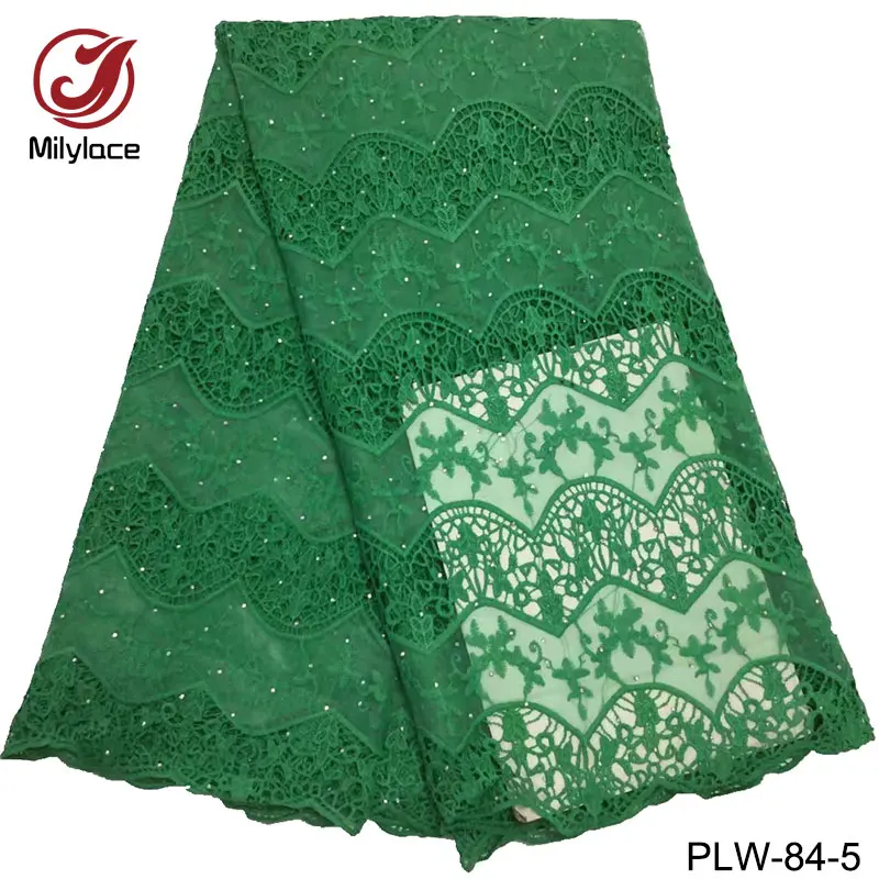 Оптовая продажа африканская кружевная ткань со стразами однотонная вышивка
