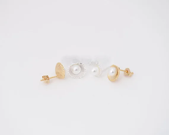 

Fashion pearl and shell stud earrings zinc alloy cute small earrings for women