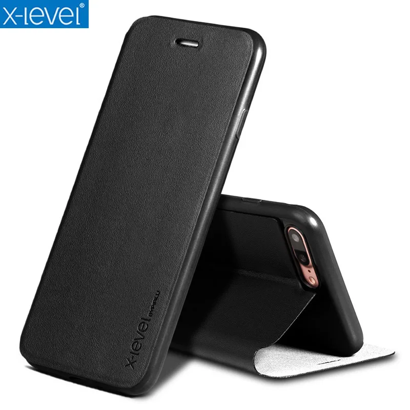 Кожаные чехлы книжки X Level для iPhone 7 Plus Ультратонкий деловой кожаный чехол чехол|case