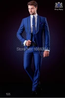 2018 new arrival royal blue tuxedos for men slim fit groom wedding suits for men groomsmen custom made jacketpantsvesttie