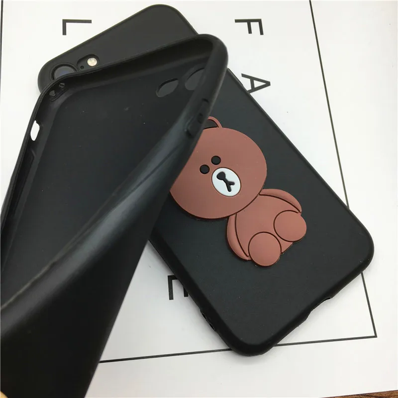 Хит продаж милый чехол с медведем для IPhone X 6 6s 7 5 5S se мягкий силиконовый Коричневый