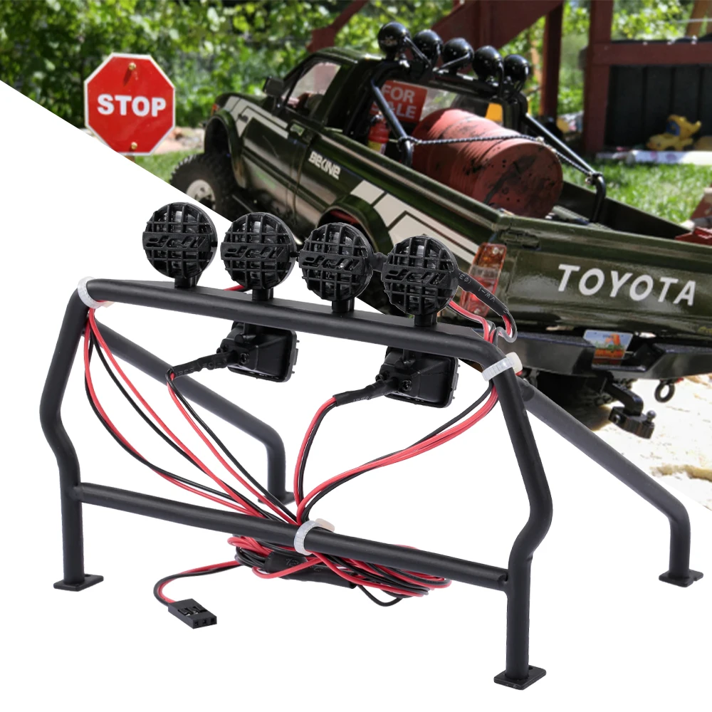 Металлическая рулонная клетка ковш с 6 светодиодный ными лампами для 1/10 Axial SCX10 RC4WD