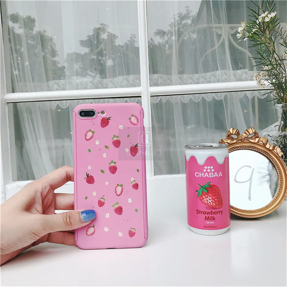 QINUO 360 градусов полный чехол для телефона для iPhone 6 7 8 Plus X XR XS Max фруктовый Узор Жесткий Чехол для iPhone 5 5S SE 6 6S со стеклом