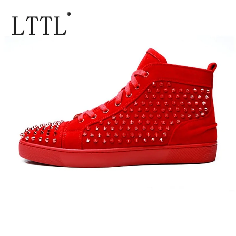 LTTL Classic Fashion High Top Men Sneakers Shoes Casual Rivet Studded Flats Mens Trainers Lace Up Ankle Boots Spiked | Обувь