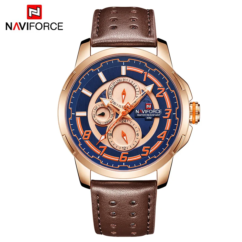 NAVIFORCE часы для мужчин люксовый бренд водонепроницаемые мужские кожаные