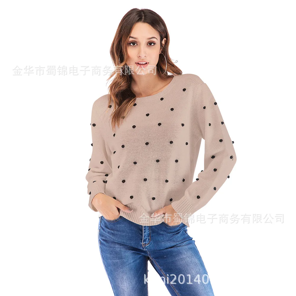 S-XL o neck long sleeve sweater autumn winter dot knitted casual leisure brand christmas | Женская одежда