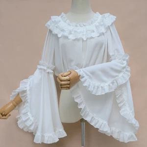 Женская шифоновая блузка без бретелек, с воланами, на весну и лето