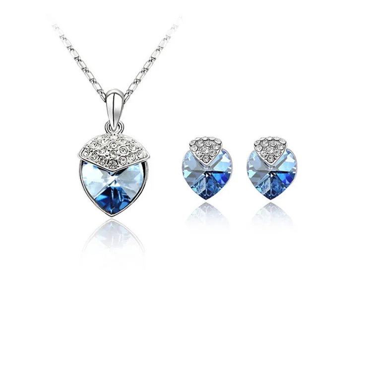 Комплект из колье и серёг с австрийскими кристаллами|jewellery fashion|wedding jewelry setsfashion set |