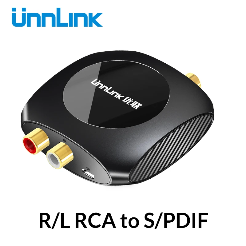 Unnlink аналогово-цифровой аудио преобразователь адаптер 96 кГц R/L RCA к SPDIF оптический