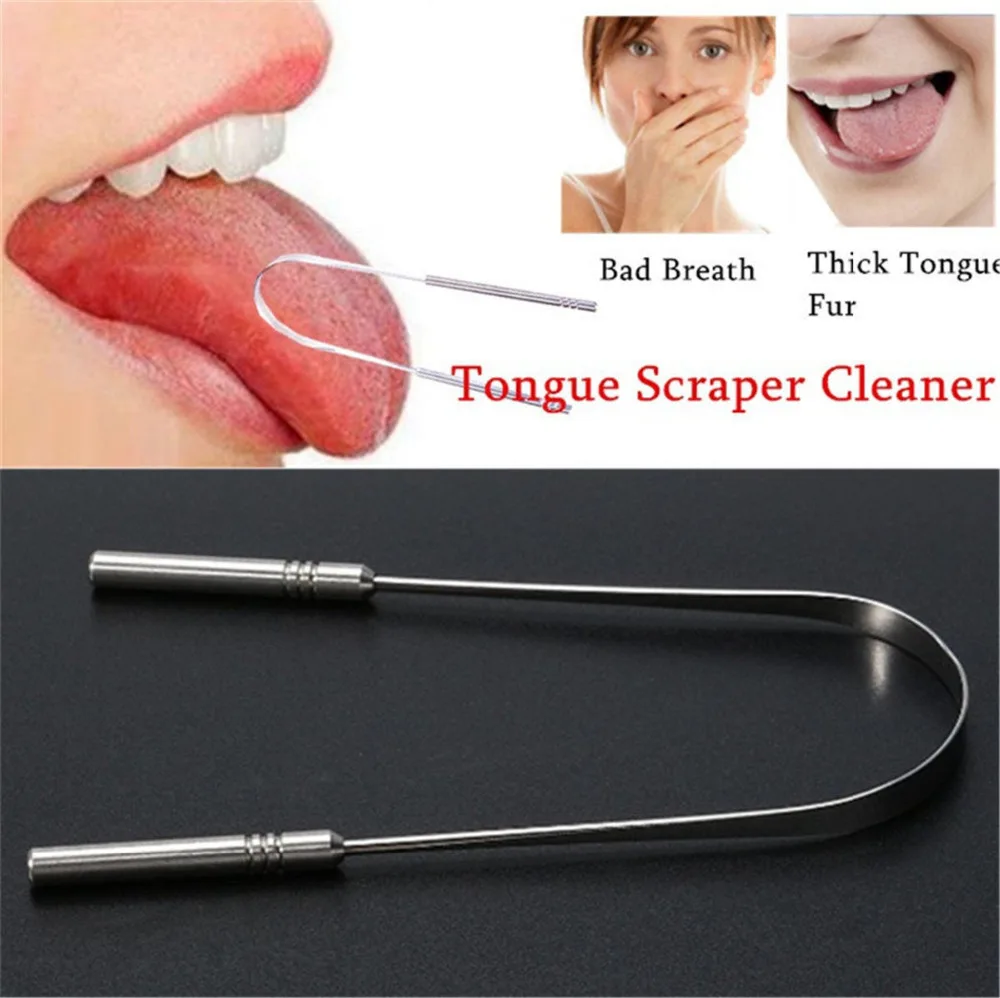 Stainless Steel Tongue Scraper Cleaner Coated Toothbrush Fresh Breath Cleaning Dental Oral Hygiene Care Tools | Красота и здоровье