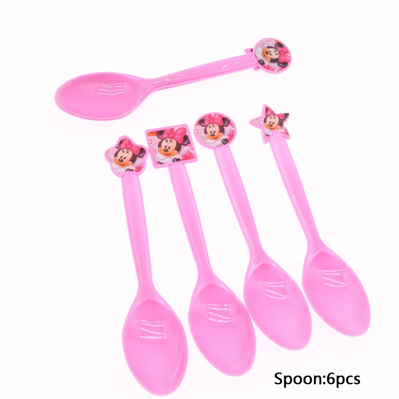 Spoon6pcs Вечерние принадлежности Минни Милая мышь детская игрушка в ванную одноразовая посуда баннер украшение на шляпку домашние вечерние игрушки - Цвет: Spoon6pcs