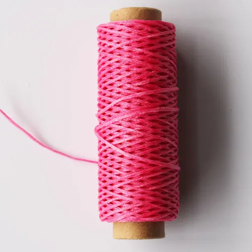 QJH прочный 1 мм 150D кожаный вощеный шнур для DIY инструмент для рукоделия ручная строчка 50 метров плоская Вощеная швейная линия - Цвет: rose red