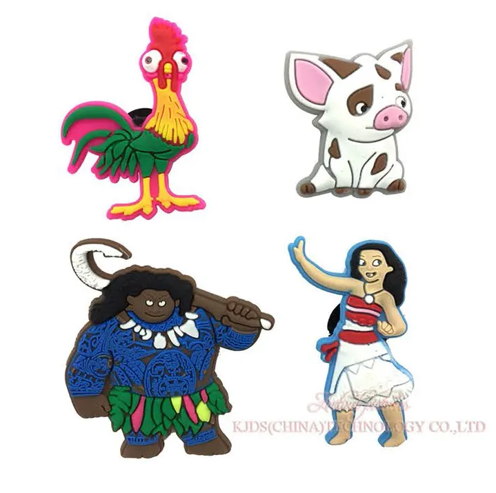 Moana Смешанные модели 100 шт Моана трооллы Улица Сезам мультфильм ПВХ обуви подвески, аксессуары для обуви украшения для браслетов, Fit croc jibz - Цвет: Moana