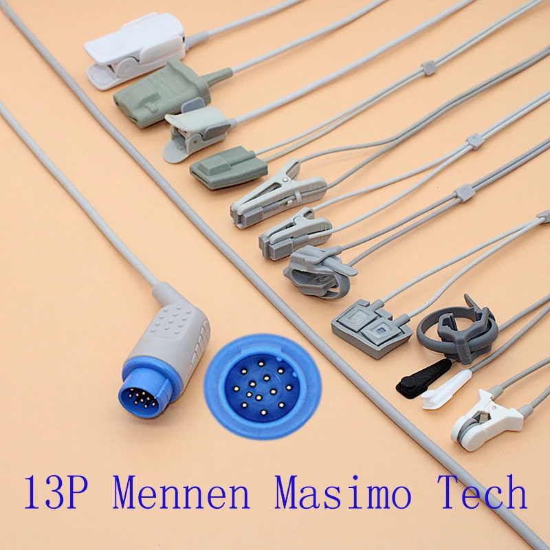 Совместимый 13P Mennen-Masimo Spo2 кабель датчика для