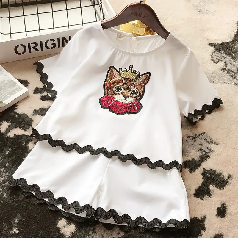 Комплект одежды для маленьких девочек Модный хлопковый костюм с короткими