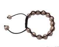 7 5 inches black thread adjustable braided 9 10mm natural pink pearl women bracelet