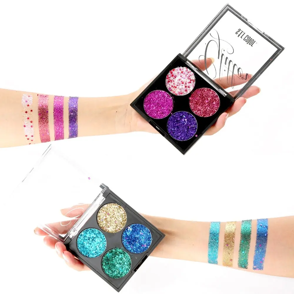 4 цвета Тени для век макияж водонепроницаемые палитры Новая мода Блеск Смесь