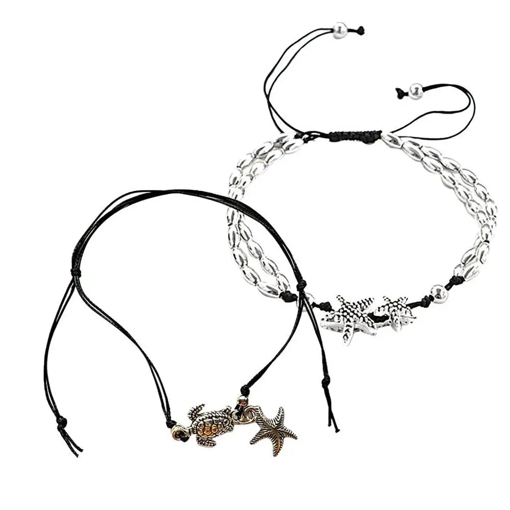 Личность простая черепаха Звезда кожа веревочный браслет на ногу дамы ювелирные