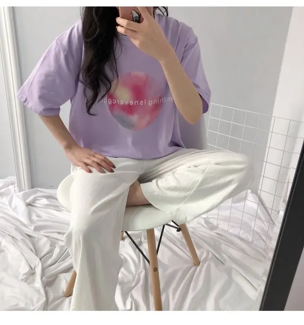 YouGeMan летняя футболка для женщин Одежда корейский Ulzzang Harajuku Письмо печати Bf с коротким рукавом футболки женские s рубашки топы
