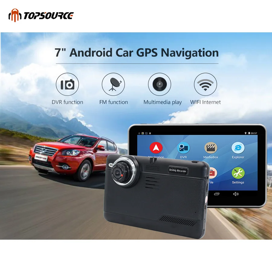 Topsource Автомобильный видеорегистратор 7 &quotAndroid gps навигационная камера wifi Bluetooth