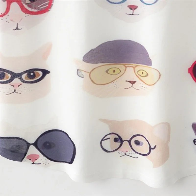 2019 summer new glasses cat expression package round neck short sleeve loose women's T-shirt fashion shirt | Женская одежда