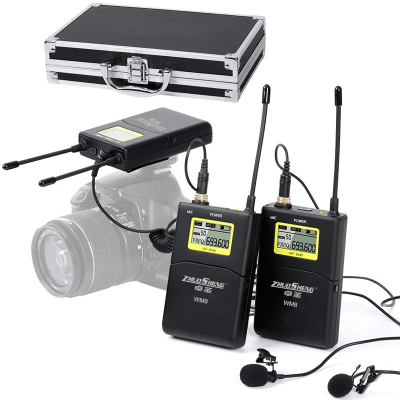 ZhuoSheng WM8 uhf Lavalier Wiireless Микрофон Студийный микрофон для видеокамеры | Электроника