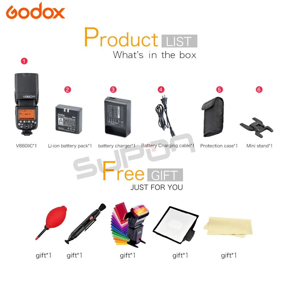 Godox V860II флэш-памяти Li-Батарея E-TTL вспышка для фотокамер Speedlite HSS 1/8000s Bateria Камера синхроконтакта разъем для внешней вспышки типа V860IIC для Canon 60D/650D/80D/50D