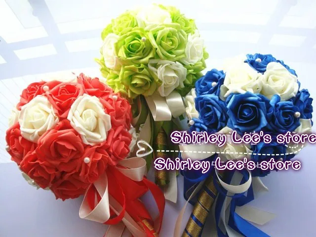 

New Arrival!! (8pcs/lot) Beautiful Wedding Flowers Bridal Bouquets W/Pearl Wedding Decoration. Gift