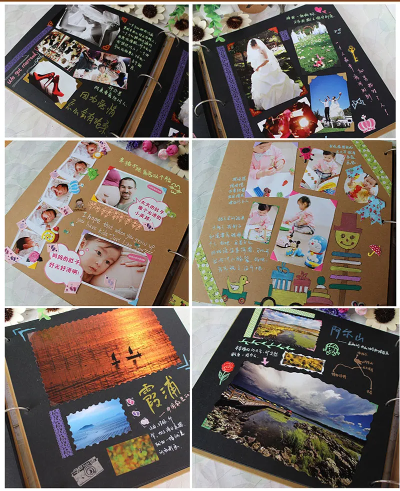 DIY Photo Book at Home to Keep Good Memories 10 inch Photo Album Scrapbook Baby Child Growth Memory Book Photoalbum Wooden Cover images - 6