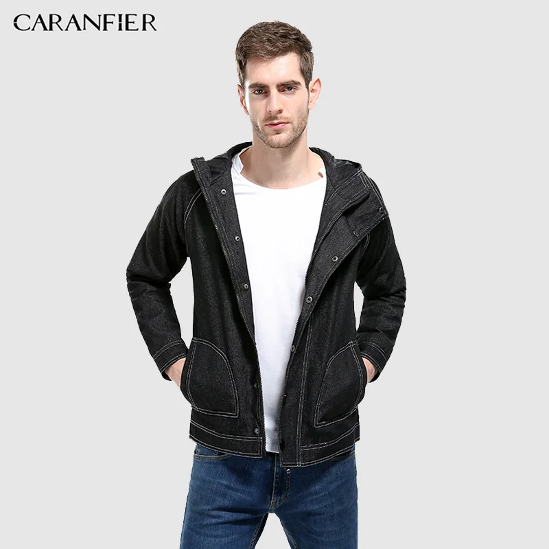 CARANFIER 2018 брендовая мужская куртка ковбойская стильная стойка воротник открытая