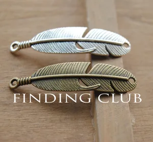 30 шт. серебряного цвета с бронзовой отделкой изогнутые перья подвеска соединитель DIY металлический браслет Ювелирная фурнитура A226A724