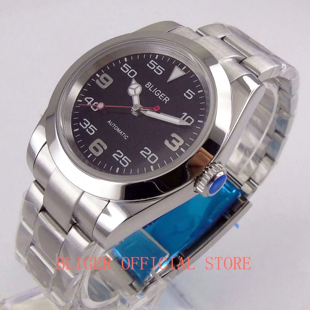 

Модные 40 мм светящиеся Мужские часы с черным циферблатом, сапфировым стеклом MIYOTA 8215, автоматические мужские часы