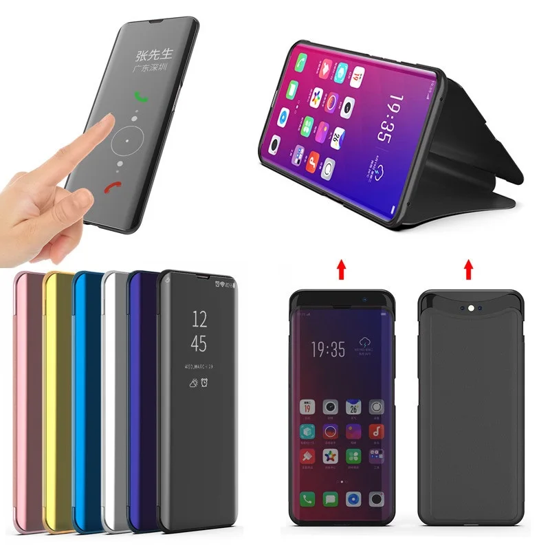 New Arrival Clear View Mirror Smart Phone Case For Oppo Find X Premium Magnetic Leather Flip Stand Cover | Мобильные телефоны и
