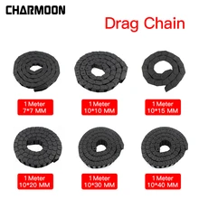 7 x 7mm 7*15mm 10 X 20/30/40 mm L1000mm Cable Drag Chain Wire Carrier with End Connectors for CNC Router Machine Tools