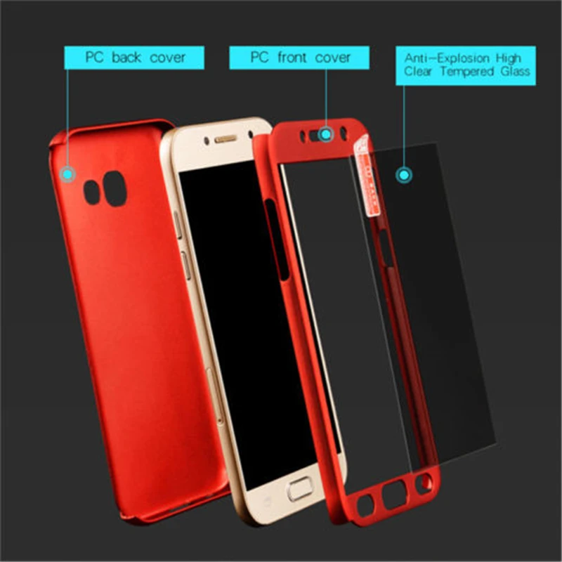 360 Full Cover Hybrid Case And Tempered Glass For Samsung J6 2018 J7 J5 J3 Pro 2017 Phone Galaxy J2 2016 DYee |