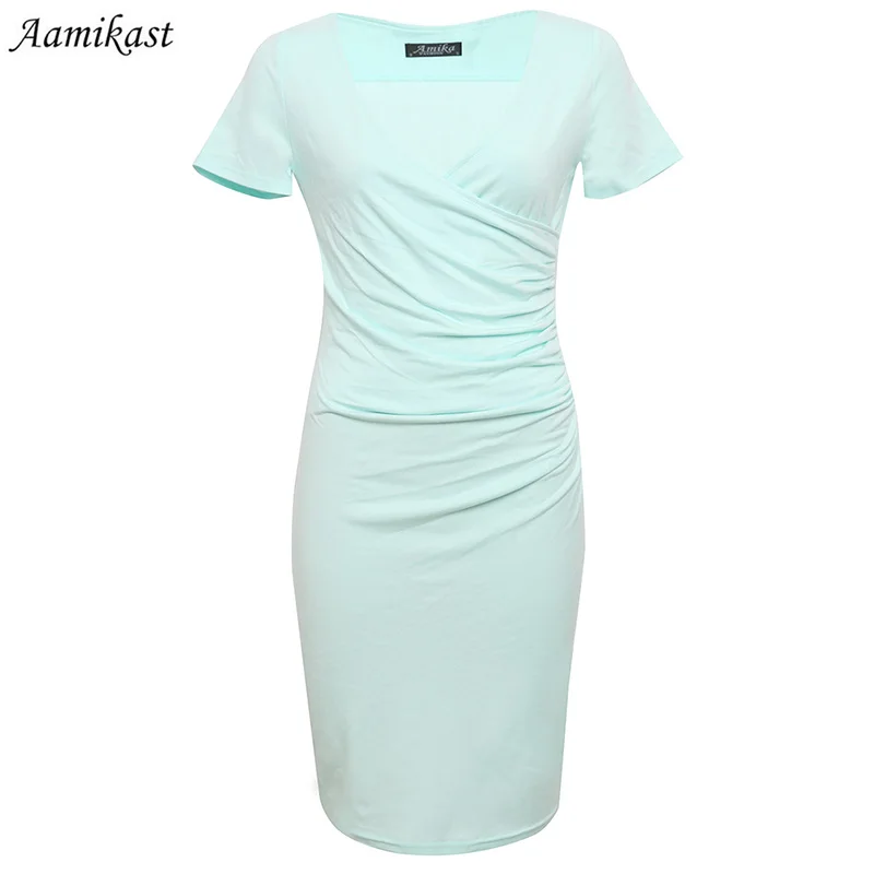Женское платье футляр AAMIKAST повседневное облегающее с коротким рукавом и