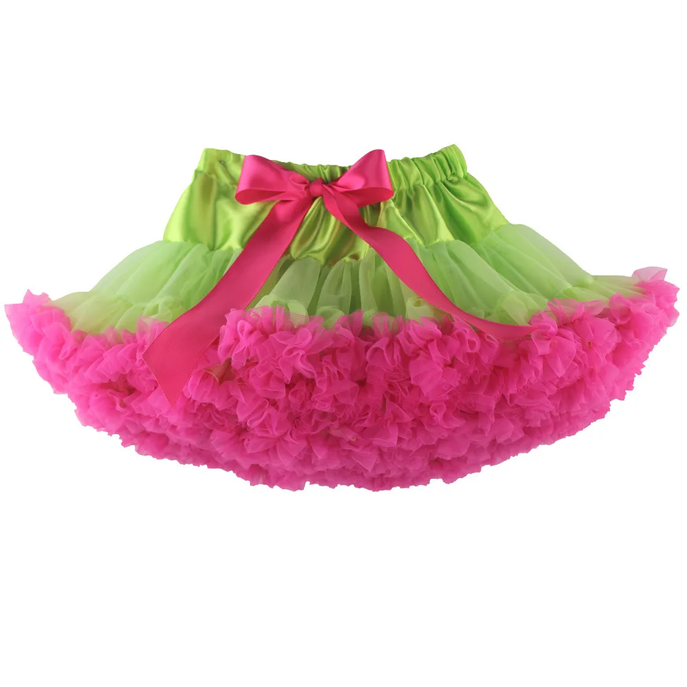 Green And Hot Pink Женская Подростковая мини-юбка, размеры s, m, l, шифоновая балетная одежда с рюшами, летняя женская юбка-пачка, Женская юбка для взрослых - Цвет: Green And Hot Pink