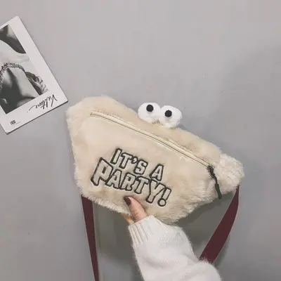 Beige Милая женская меховая поясная сумка, забавные нагрудные сумки, модные дорожные сумки на ремне для девочек-подростков, поясная сумка - Цвет: Beige